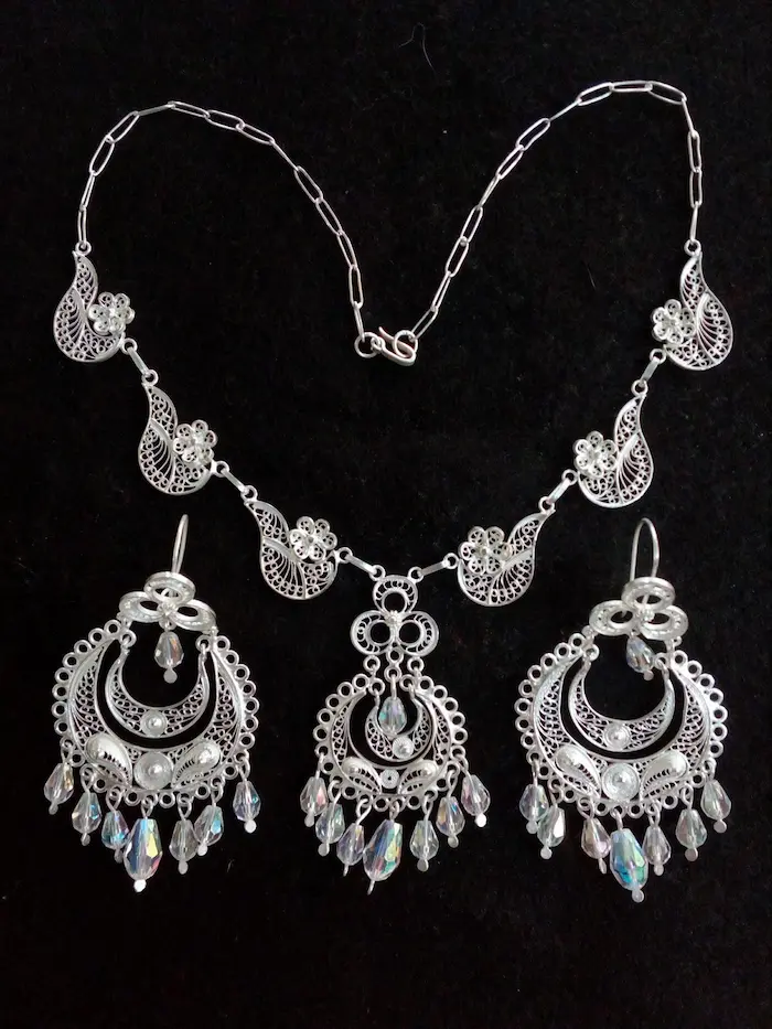 Juego  de aretes y collar en filigrana - Joyería La Filigrana Trujillo