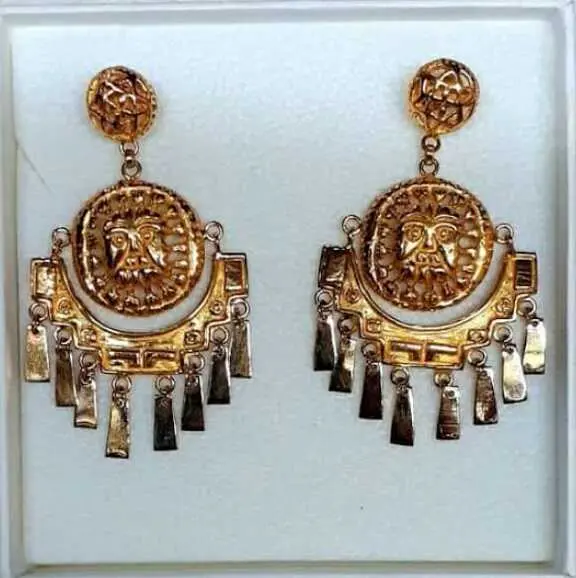 Aretes incaicos de oro 18 lts  - Joyería La Filigrana Trujillo